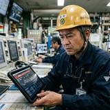 導入後のサポートや操作習得に不安を感じる、中堅の日本人現場リーダーの困り顔アバター画像